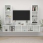 vidaXL Muebles de salón de pared 4 piezas blanco y roble Sonoma vidaXL Muebles de salón de pared 4 piezas blanco y roble Sonoma