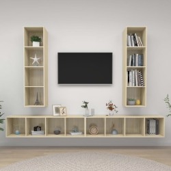 vidaXL Muebles de salón de pared 4 pzas madera ingeniería roble Sonoma