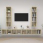 vidaXL Muebles de salón de pared 4 pzas madera ingeniería roble Sonoma