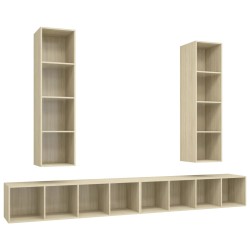 vidaXL Muebles de salón de pared 4 pzas madera ingeniería roble Sonoma