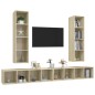 vidaXL Muebles de salón de pared 4 pzas madera ingeniería roble Sonoma