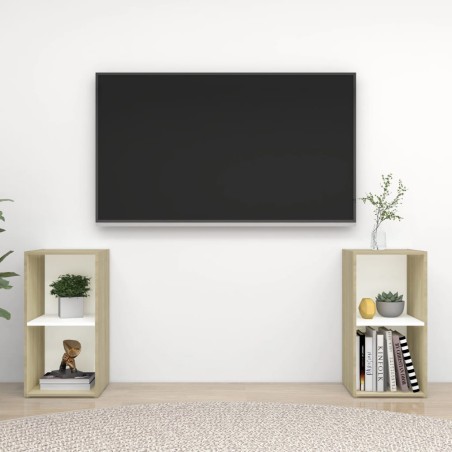 vidaXL Muebles de salón de pared 2 piezas blanco y roble Sonoma