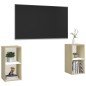 vidaXL Muebles de salón de pared 2 piezas blanco y roble Sonoma