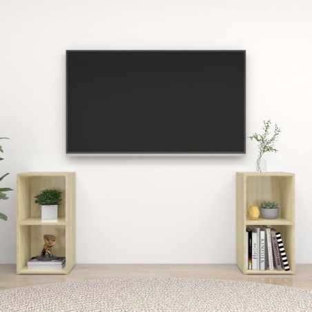 vidaXL Muebles de salón de pared 2 pzas madera ingeniería roble Sonoma