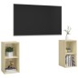 vidaXL Muebles de salón de pared 2 pzas madera ingeniería roble Sonoma