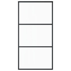 vidaXL Puerta corredera ESG vidrio y aluminio negra 102x205 cm