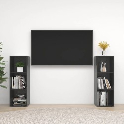 vidaXL Muebles de salón 2 piezas madera ingeniería gris brillo