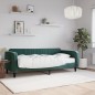 vidaXL Sofá cama con colchón terciopelo verde oscuro 90x200 cm vidaXL Sofá cama con colchón terciopelo verde oscuro 90x200 cm
