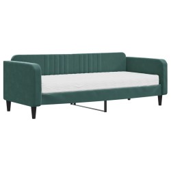 vidaXL Sofá cama con colchón terciopelo verde oscuro 90x200 cm
