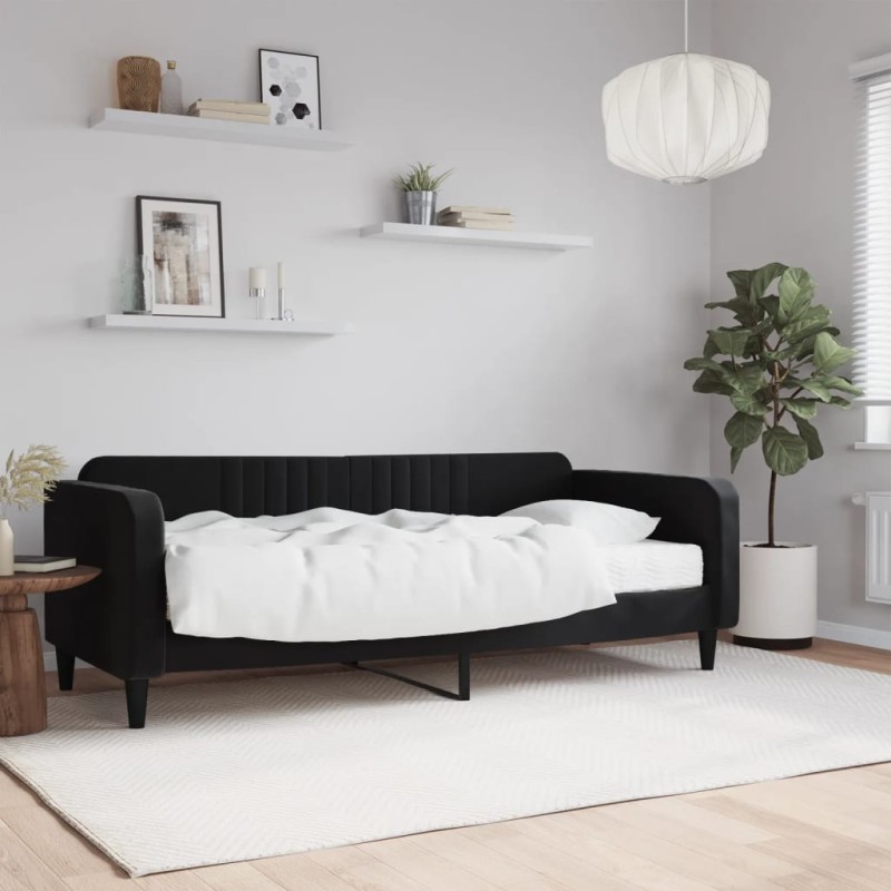 vidaXL Sofá cama con colchón terciopelo negro 90x200 cm vidaXL Sofá cama con colchón terciopelo negro 90x200 cm