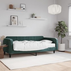 vidaXL Sofá cama con colchón terciopelo verde oscuro 100x200 cm