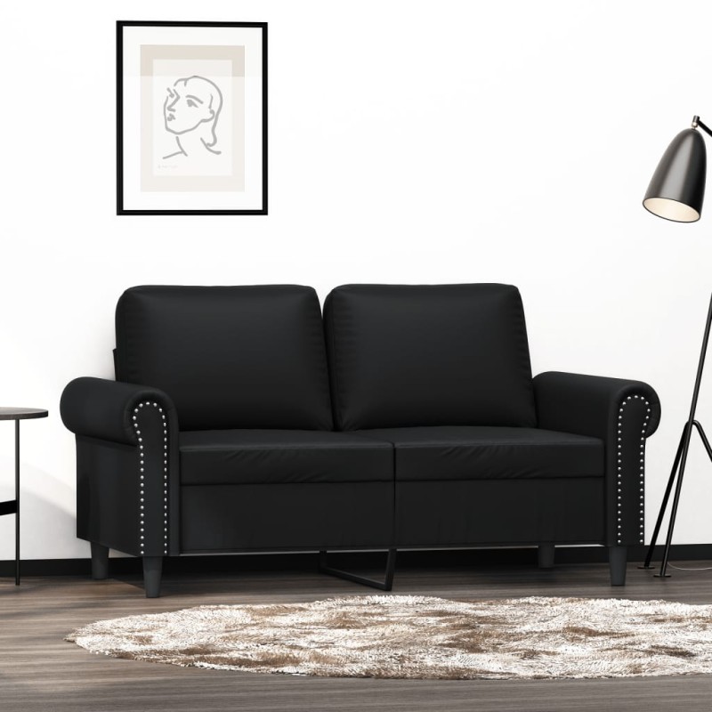vidaXL Sofá de 2 plazas de cuero sintético negro 120 cm vidaXL Sofá de 2 plazas de cuero sintético negro 120 cm