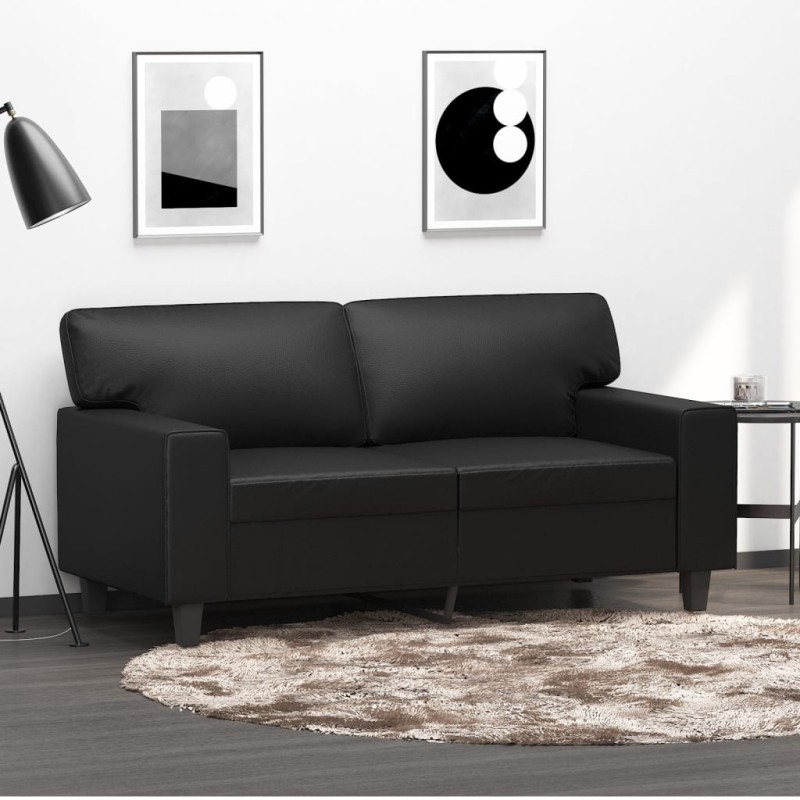 vidaXL Sofá de 2 plazas de cuero sintético negro 120 cm vidaXL Sofá de 2 plazas de cuero sintético negro 120 cm