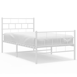 vidaXL Estructura cama metal con cabecero y pie cama blanca 75x190 cm