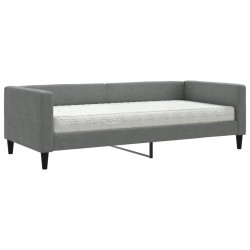 vidaXL Sofá cama con colchón tela gris oscuro 90x200 cm