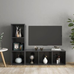 vidaXL Muebles de salón 2 piezas madera ingeniería gris 107x35x37 cm