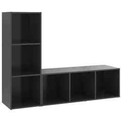 vidaXL Muebles de salón 2 piezas madera ingeniería gris 107x35x37 cm