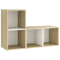 vidaXL Muebles de salón 2 pzas madera ingeniería blanco y roble Sonoma