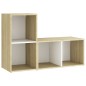 vidaXL Muebles de salón 2 pzas madera ingeniería blanco y roble Sonoma