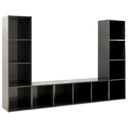 vidaXL Muebles de salón 3 piezas madera de ingeniería gris brillo