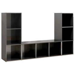 vidaXL Muebles de salón 3 piezas madera ingeniería gris brillo