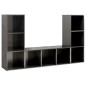 vidaXL Muebles de salón 3 piezas madera ingeniería gris brillo