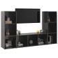 vidaXL Muebles de salón 3 piezas madera ingeniería gris brillo
