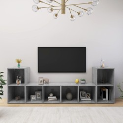 vidaXL Muebles de salón 4 pzas madera ingeniería gris hormigón