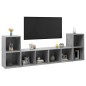 vidaXL Muebles de salón 4 pzas madera ingeniería gris hormigón vidaXL Muebles de salón 4 pzas madera ingeniería gris hormigón