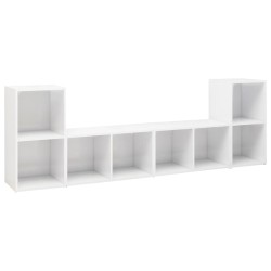 vidaXL Muebles de salón 4 piezas madera de ingeniería blanco brillo