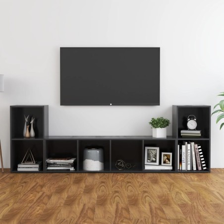 vidaXL Muebles de salón 3 piezas madera de ingeniería gris