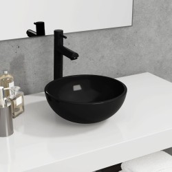 vidaXL Lavabo de vidrio templado negro 30x12 cm
