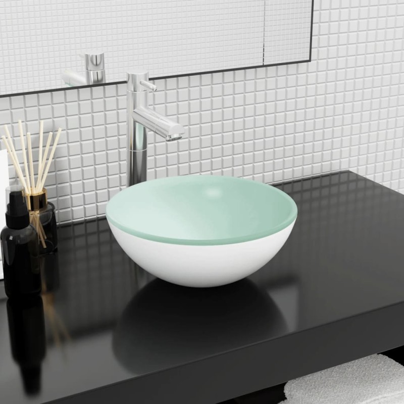 vidaXL Lavabo de vidrio templado blanco 30x12 cm vidaXL Lavabo de vidrio templado blanco 30x12 cm