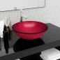 vidaXL Lavabo de vidrio templado rojo 42x14 cm
