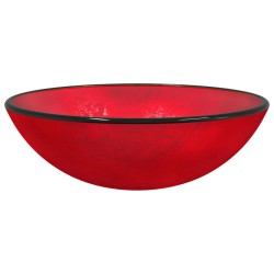 vidaXL Lavabo de vidrio templado rojo 42x14 cm