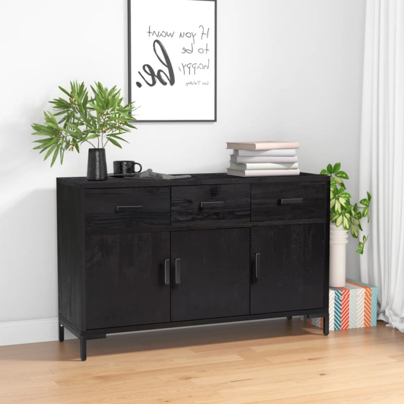 vidaXL Aparador de madera maciza de pino negro 110x35x70 cm
