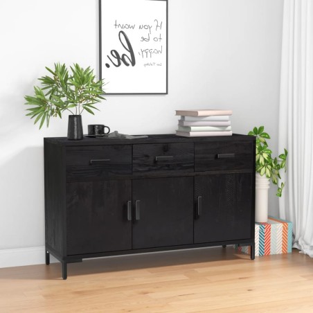 vidaXL Aparador de madera maciza de pino negro 110x35x70 cm