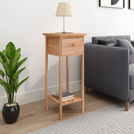 vidaXL Mesa auxiliar con cajón madera maciza nogal 25x25x60 cm 