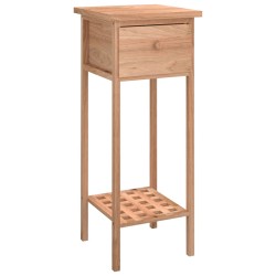 vidaXL Mesa auxiliar con cajón madera maciza nogal 25x25x60 cm 