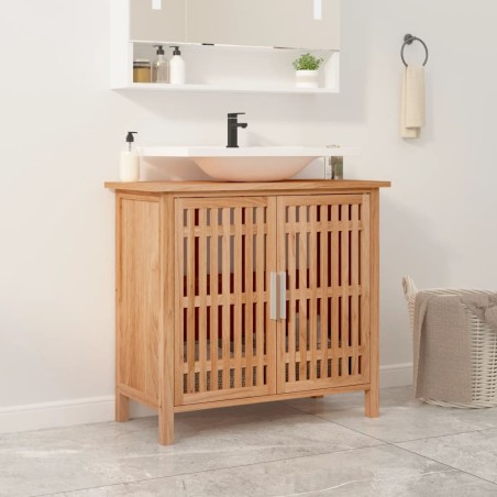 vidaXL Armario de lavabo madera maciza de nogal 66x29x61,5 cm