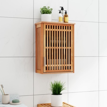 vidaXL Armario de baño para pared madera maciza de nogal 42x23x60 cm