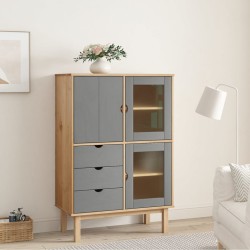 vidaXL Aparador OTTA madera maciza pino marrón y gris 85x43x125 cm