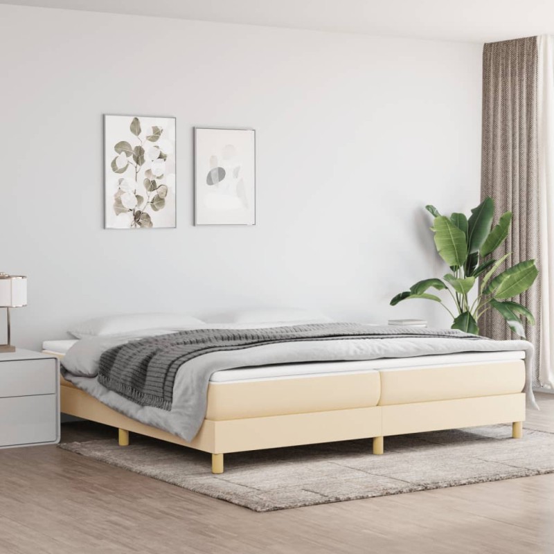 vidaXL Estructura de cama box spring tela color crema 200x200 cm vidaXL Estructura de cama box spring tela color crema 200x200 cm