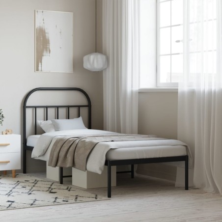 vidaXL Estructura de cama con cabecero metal negro 80x200 cm