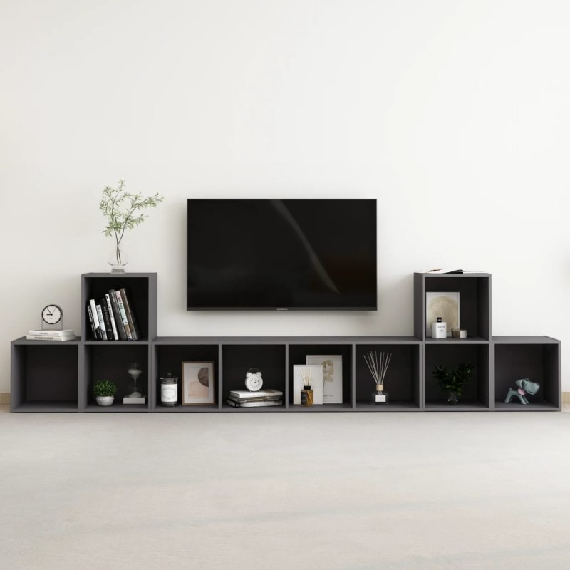 vidaXL Muebles de salón 5 piezas madera de ingeniería gris vidaXL Muebles de salón 5 piezas madera de ingeniería gris