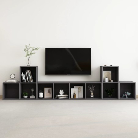 vidaXL Muebles de salón 5 piezas madera de ingeniería gris