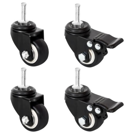 vidaXL Ruedas para macetero 4 uds hierro negro 8x3,5x8 cm