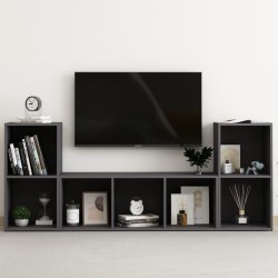 vidaXL Muebles de salón 3 piezas madera de ingeniería gris