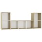vidaXL Muebles de salón 3 pzas madera ingeniería blanco y roble Sonoma vidaXL Muebles de salón 3 pzas madera ingeniería blanco y roble Sonoma