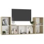 vidaXL Muebles de salón 3 pzas madera ingeniería blanco y roble Sonoma vidaXL Muebles de salón 3 pzas madera ingeniería blanco y roble Sonoma